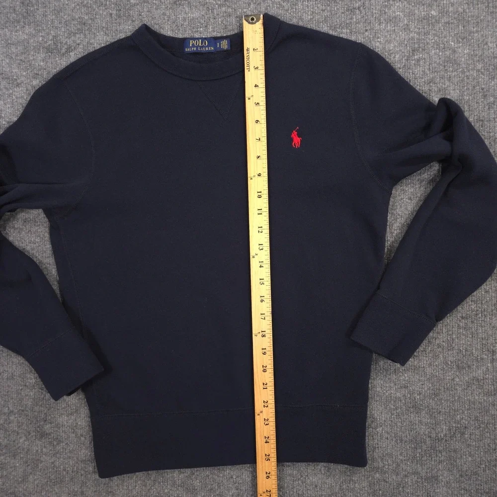 Polo Ralph Lauren Sweatshirt Mens Small Navy Red Pony Fleece Crewneck Pullover